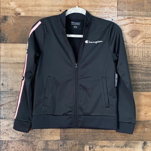 Champion Black Track Jacket With Sleeve Logo - Picture 2 of 9